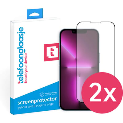 DuoPack: iPhone 13 Pro Max screenprotector gehard glas Edge to Edge