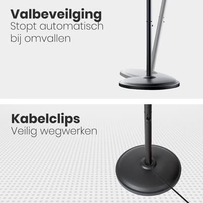 Terrasverwarming AANBIEDING - Infrarood Verwarming - Elektrisch - 1800W - Staand - met Afstandsbediening - 3 Standen - Zwart Leak-care - SH24NMCR -
