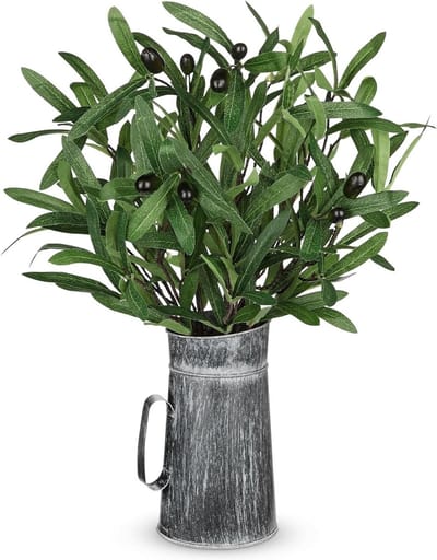Kunstmatige Olijfboom Tak met Gegalvaniseerde Pot voor Bloemstukken, Vazen, Boeketten en Bruiloften - Groene Decoratie voor Thuis