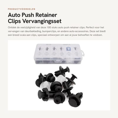 Dailygoods- Retainer Clips - 100 Stuks - Universele Bevestigingsclips Auto - Duurzaam Kunststof - Vervangingsset - Voor Deurbekleding/Bumperclips