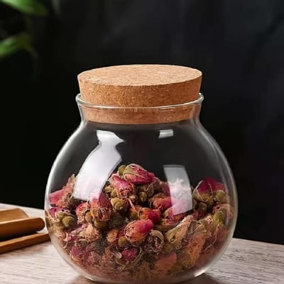 1 récipient de rangement, pot de rangement rond en verre de 500 ml avec couvercle en liège durable, pour café, thé, épices, organisateurs de cuisine