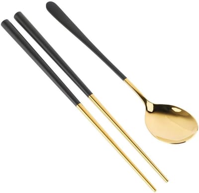 Draagbare Bestekset van RVS met Eetstokjes en Lepel voor Thuis, Buiten en Reizen, Perfect Cadeau voor Foodies en Avonturiers