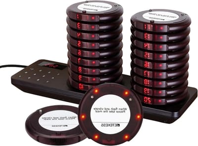 Oproepsysteem Restaurant - Pager Systeem - Klantenservice Verbeteren - 31 Belmodi Instelbaar - 20 Pagers - Zwart