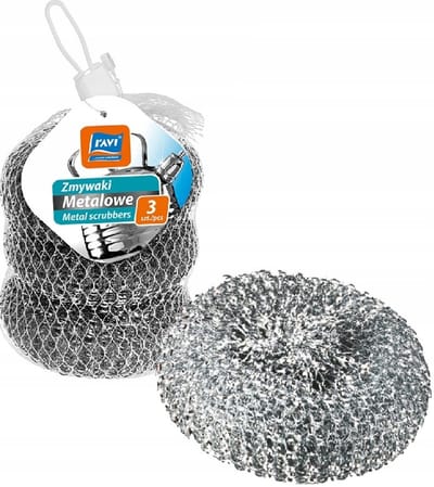Ravi Serie - Metalen Afwas Spons - 3 Stuks - Zilver - Duurzame Reiniging