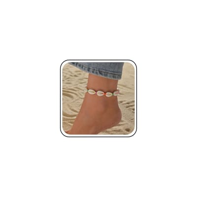 Allecto - Cowrie Shell Enkelbandje - Kleurrijke Parels - Strakke Regenboog Koorden - Trendy Accessoire - Bohemian Stijl - Perfect voor Zomer - Kleu...