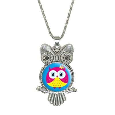 Fako Bijoux® - Ketting - Cabochon - Uiltje - Roze