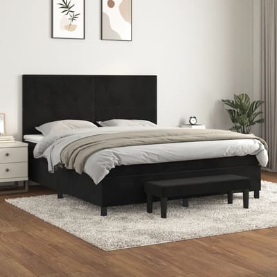 vidaXL - Boxspring - met - matras - fluweel - zwart - 160x200 - cm