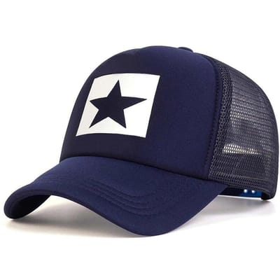 Casquettes de Baseball à Filet Imprimées Étoile à Cinq Branches Printemps Et Été Extérieur Réglables Casquettes Décontractées Casquette Anti-Soleil Casquette Anti-Soleil blue
