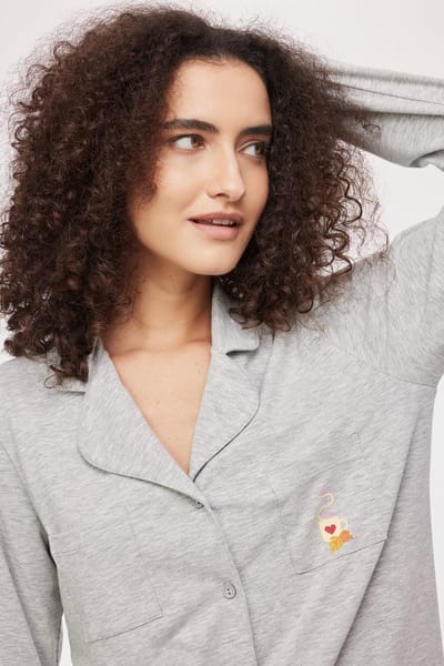 Woody pyjama meisjes - grijs- 242-12-YPD-Z/128 - maat 164