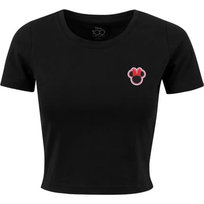 Merchcode Disney Minnie Mouse - Disney 100 Minnie Badge Dames T-shirt - S - Zwart