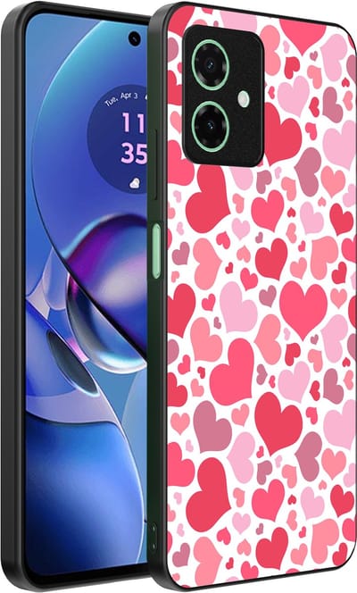 Smartphonica Telefoonhoesje Geschikt voor Motorola Moto G55 met Hartjes Print - Hearts Design TPU Backcover Case - Kinder Hoesje met Hartjes Design geschikt voor Motorola Moto G55