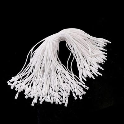 1000 Stuks Witte Nylon Snaarhanglabels met Kogelvergrendeling voor Goederen en Kledingmerken