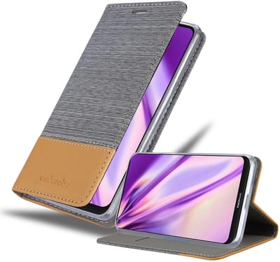Cadorabo Hoesje geschikt voor Nokia 8.3 in LICHTGRIJS BRUIN - Beschermhoes met magnetische sluiting, standfunctie en kaartvakje Book Case Cover Etui