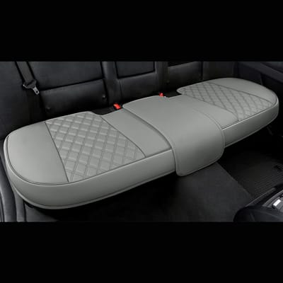 Famanu PU synthetisch materiaal stoelkussen voor de achterbank, geschikt voor 90% van alle 4-deurs auto's, ruiten gewatteerd - grijs