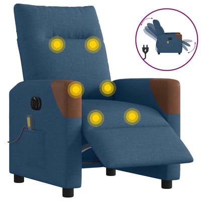 vidaXL - Massagestoel - elektrisch - verstelbaar - stof - blauw