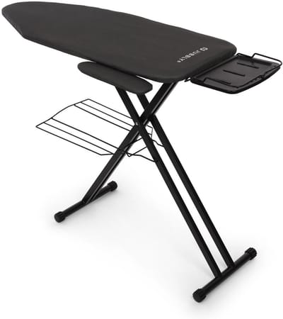 Jubbly® - Strijkplank - Strijktafel Inklapbaar - 122*45cm XL Strijkvlak - Verstelbare Hoogte - Kledingrekje & Mouwplankje - Zwart