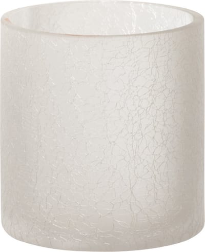 J-Line windlicht Cilinder Craquelé - glas - wit - small - 2 stuks