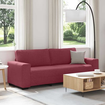 vidaXL - 3-zitsbank - wijnrood - 220x77x82 - cm - stof