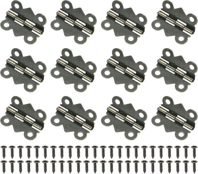 Scharnieren, 3/4 inch (20 mm) gegalvaniseerd ijzer binnendeur vouwbare kont 180 ° mini-scharnieren met schroef voor houten doos/juwelendoos/kast [koperkleur]