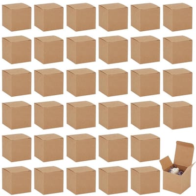 Dailygoods- Geschenkdozen 80 stuks - Bruine Kraftpapieren Dozen - Vierkante Kubusdoos - Cadeauverpakking - Huwelijkscadeaus - 5x5x5 cm