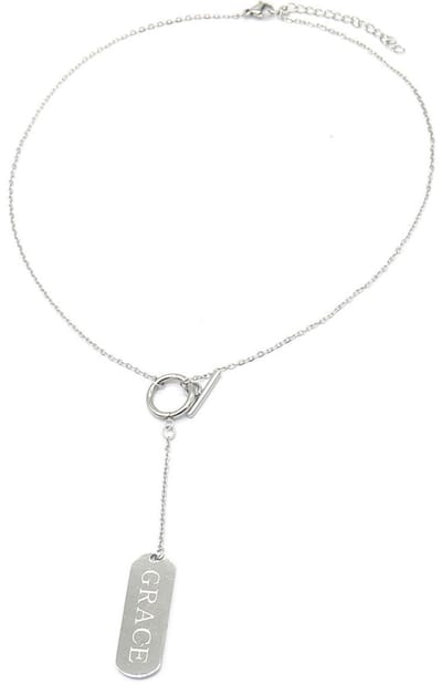 Christelijke zilverkleurige ketting met GRACE bedel – christelijk sieraad - cadeau - Jezus - God - kado - geloof – christelijke halsketting -