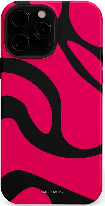 Casetastic hoesje geschikt voor Apple iPhone 13 Pro Max - MagSafe - Dubbellaagse bescherming - Zwart Roze Mamba Golven - Fashion Case - Roze Zwart