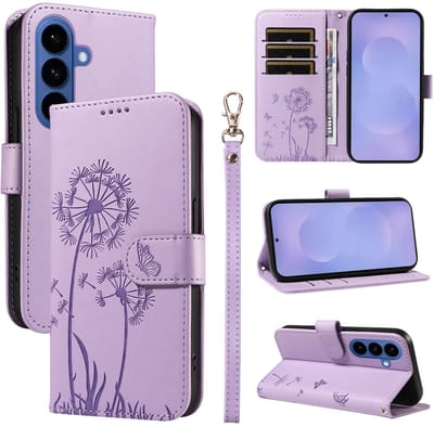 Coverup Hoesje - Geschikt voor Samsung Galaxy S26 Hoesje - Coverup Paardenbloem Book Case - Lavendel