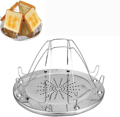EXCITAT Broodrek - Roestvrij staal - Broodbak - Toastrek - Opvouwbare standaard - Geschikt voor thuis, buiten, kamperen, picknicks - 22*12cm