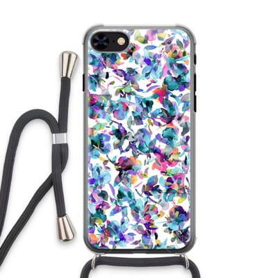 Case Company® - Hoesje met koord geschikt voor iPhone 8 hoesje met Koord - Hibiscus Flowers - Telefoonhoesje met Zwart Koord - Bescherming aan alle Kanten en Over de Schermrand