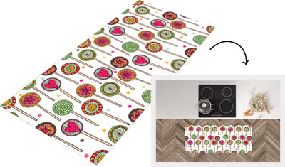 Keukenloper - Loper keuken - Patroon - Lolly - Hartjes - Snoep - 120x50 cm - Keukenloper vinyl