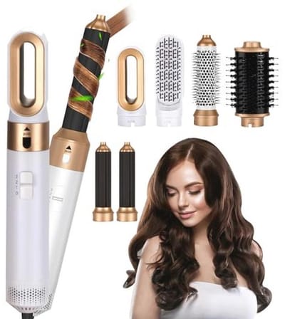 6-in-1 Haarstyler: Ronde borstelföhn, Warme luchtborstel en Automatische Krultang