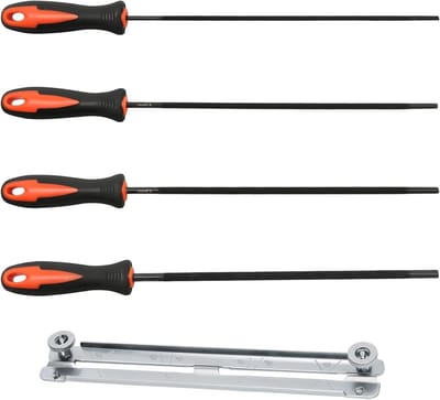 Set van 4 Kettingzaag Bestanden in Diverse Maten, Ronde Vijl voor Houtbewerking, Handgereedschap voor Professionals en Doe-Het-Zelvers