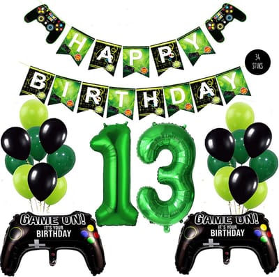 Snoes Mega Game Gamers Helium Verjaardags Ballonnen Feestdecoratie Green Cijfer Ballon nr 13