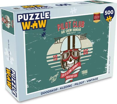 Puzzel Doodskop - Kleding - Piloot - Vintage - Legpuzzel - Puzzel 500 stukjes
