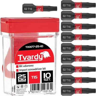 Tvardy Impact bit T15 25mm - S2 staal - magnetische tip - set van 10 stuks