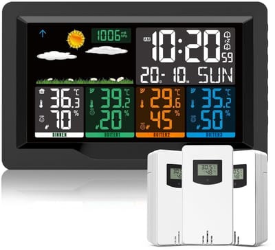 SCH® Weerstation met Buitensensor - Weerstation - Zwart - ‎21cm x 3cm x 14cm