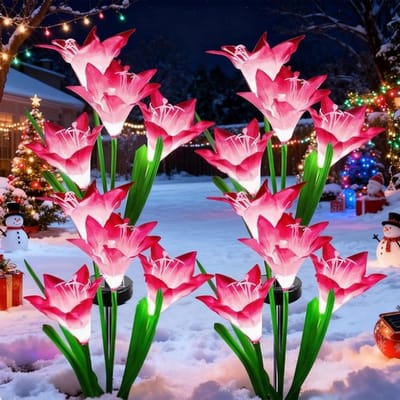 LED Tuinverlichting - 4 Stuks Lily Flower Lampen met 7 Kleuren voor Tuin, Patio, Pad, Feest en Bruiloft - Roze Decoratie