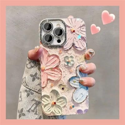 Voor iPhone 16 Pro Max Luxe Glitters Bloemen Laserpatroon Schoon Frame Telefoonhoesje Voor iPhone 13 14 15 16 Lensbeschermhoes For iPhone 13 Pro