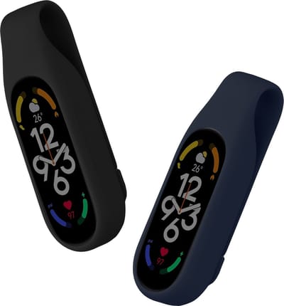 kwmobile 2x Clip Holders for Xiaomi Mi Band 7 / 6 / 5 / 4 Clip On - Fitness Tracker Case Holder Replacement Set - TPU Silicone Tracker Holder for Sport - Black / Dark Blue