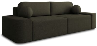 Comfortabele 3-zitsbank in bouclé met slaapfunctie, opbergruimte en bouclé stof – Sofa Lisbon – Groen (Arena 12)