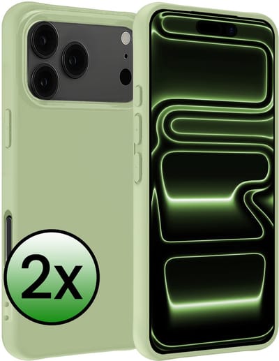 Hoesje 2 Stuks - Geschikt voor Apple iPhone 17 Pro - Sterk & Shockproof - Case Siliconen - Back Cover - Telefoon Hoes - Groen