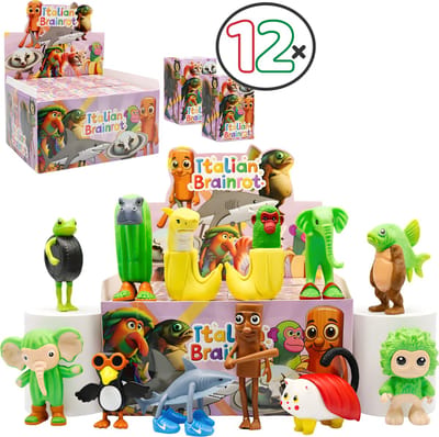 Italian Brainrot™ Speelfiguren Mega Collection 12 Pack - Brainrot Poppetjes - Tung Tung Tung Sahur - Tralalero Tralala - Actiefiguren - Viral Speelgoed 2025 - Meme Toys - Brainrot Cadeau