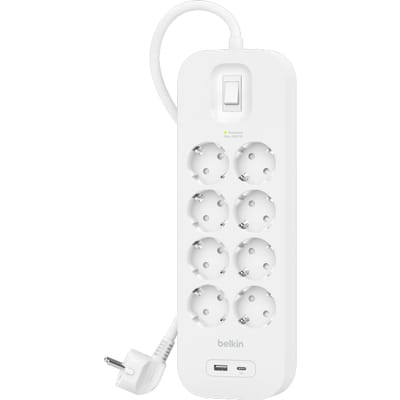 Belkin Stekkerdoos 8-voudig 2 meter met usb A/C 18W Wit
