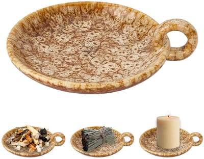 Dailygoods- Kandelaar Vintage Keramisch - Boerderij Kandelaar - Wierookstokjeshouder - Tafeldecoratie - 12 cm - Geel Keramiek - Kaarsenhouder