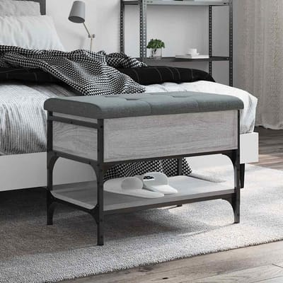 vidaXL - Schoenenbank - 62x42x45 - cm - bewerkt - hout - grijs - sonoma - eikenkleurig