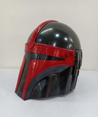 Stalen Ridderhelm - Middeleeuwse Helm - Kostuum Accessoire - 18 Gauge Staal - One Size - Zilver Rood