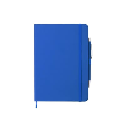 Shoppartners Schrift - Notitieboekje - met elastiek/pen - A5 formaat - blauw - 100x gelinieerde paginas - opschrijfboekjes
