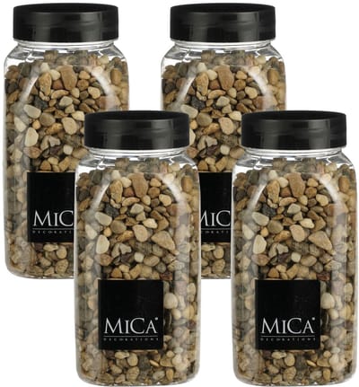 Mica Decorations decoratie stenen - 4x - 650ml - bruin mix - hobby steentjes - sier stenen