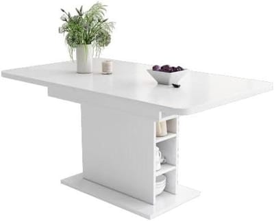 Eettafel Uittrekbaar - Keukentafel Multifunctioneel - Ruimte Besparen - Geïntegreerde Opbergruimte - 130 x 70 x 75 cm - Wit