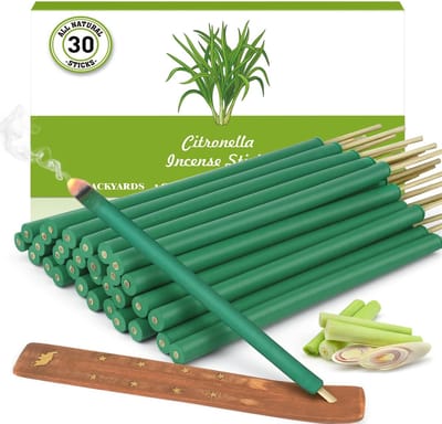 Dailygoods- Wierookstokjes 30 Stuks - Lange Brandduur tot 3000 Minuten - Citronella Wierook - Wierookstokjes Houder - Voor Tuin/Balkon/Terras - Geurkaarsen